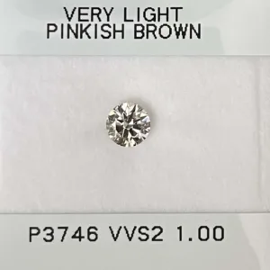 1 Carat Round Very Light Brown VVS2 Natural Diamond