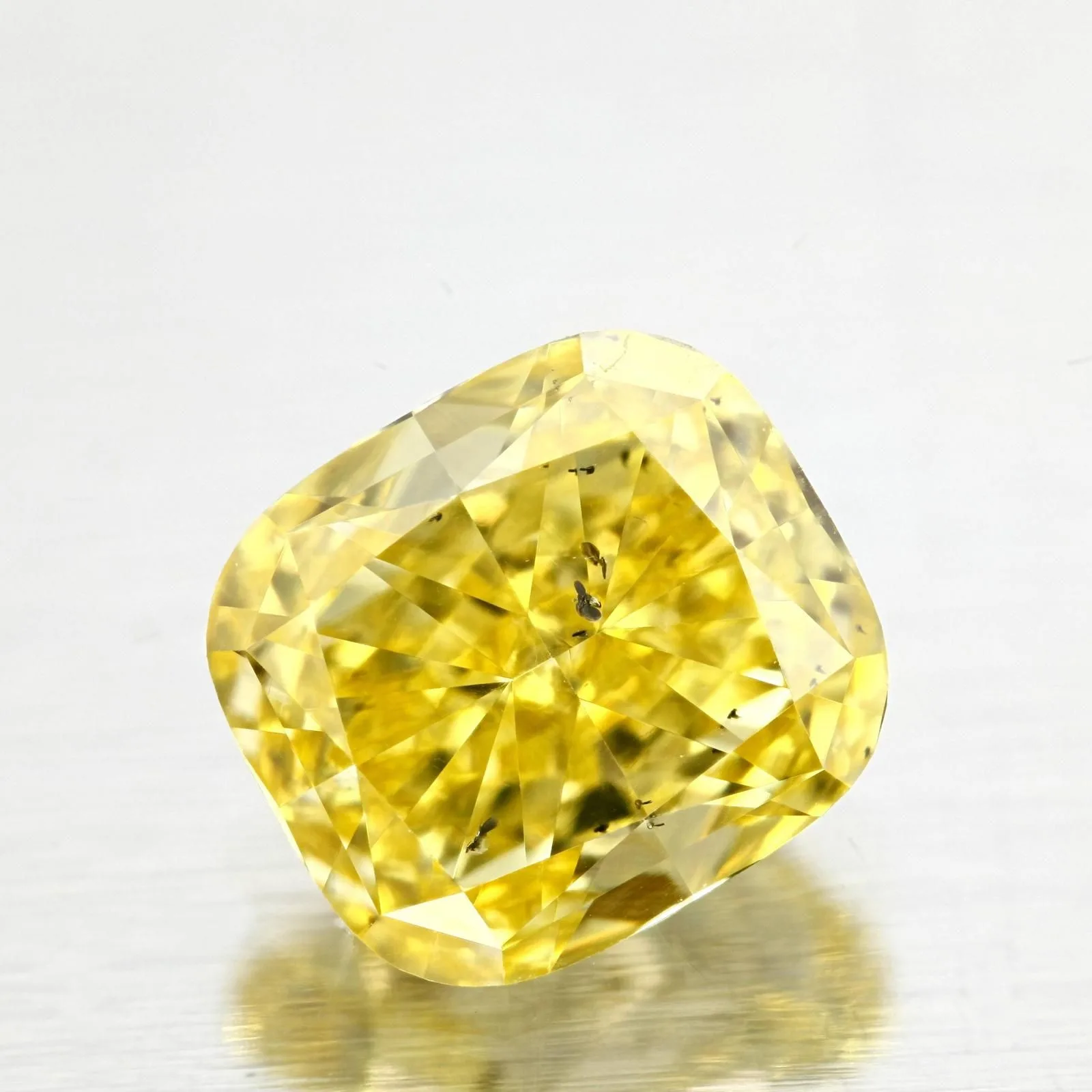 1.11 Carat Cushion Brilliant Fancy Vivid Yellow SI2 Natural Diamond