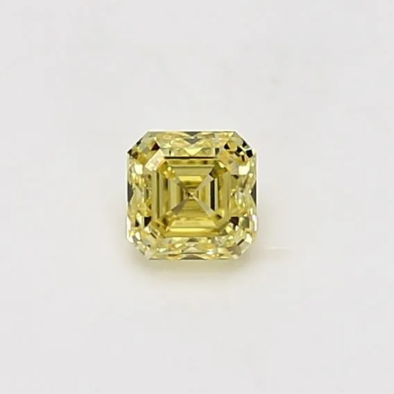 0.34 Carat Asscher Fancy Vivid Yellow VVS2 Natural Diamond