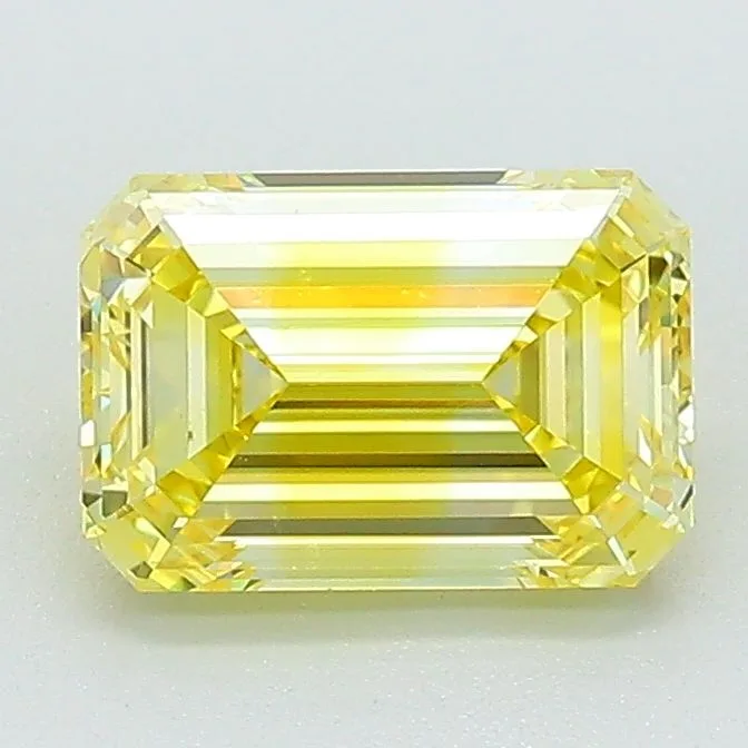1.41 Carat Fancy Vivid Yellow VVS2 EMERALD Lab Diamond