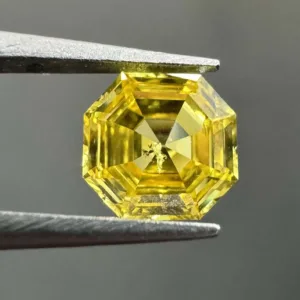 0.31 Carat Octagonal Fancy Vivid Yellow I1 Natural Diamond