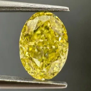 1 Carat Oval Fancy Intense Yellow VS2 Natural Diamond