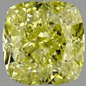 1 Carat Cushion Modified Fancy Yellow SI2 Natural Diamond