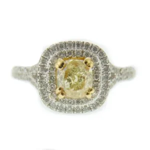 1 Carat Cushion Brilliant Yellow VS2 Natural Diamond