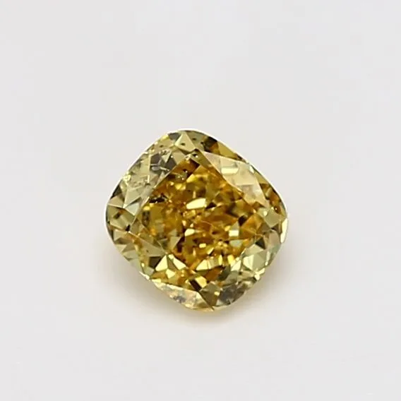 0.42 Carat Cushion Brilliant Fancy Deep Yellow SI2 Natural Diamond