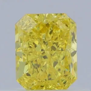 0.57 Carat Radiant Fancy Vivid Yellow VVS1 Natural Diamond