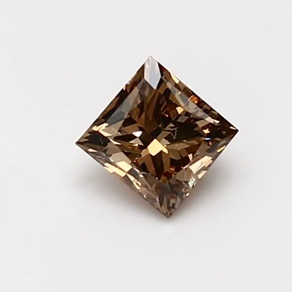 0.62 Carat Princess Fancy Yellow Brown SI2 Natural Diamond