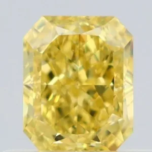 0.52 Carat Radiant Fancy Intense Yellow VVS1 Natural Diamond