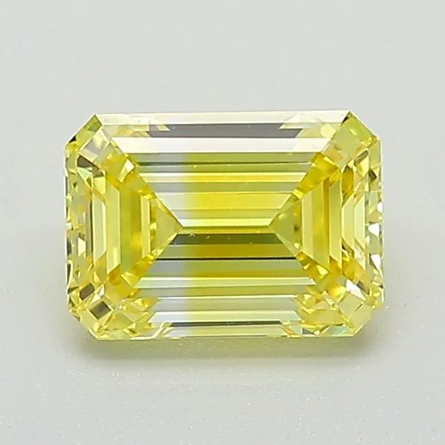 1.11 Carat Fancy Vivid Yellow VVS2 EMERALD Lab Diamond