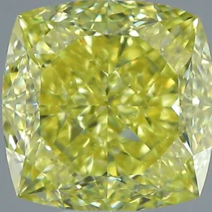 1.02 Carat Cushion Brilliant Fancy Intense Yellow VS2 Natural Diamond