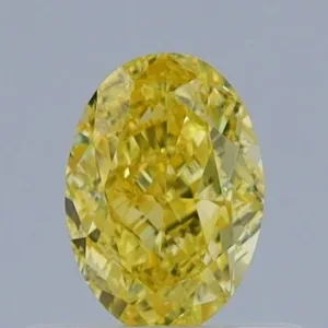 0.53 Carat Oval Fancy Intense Yellow VS2 Natural Diamond