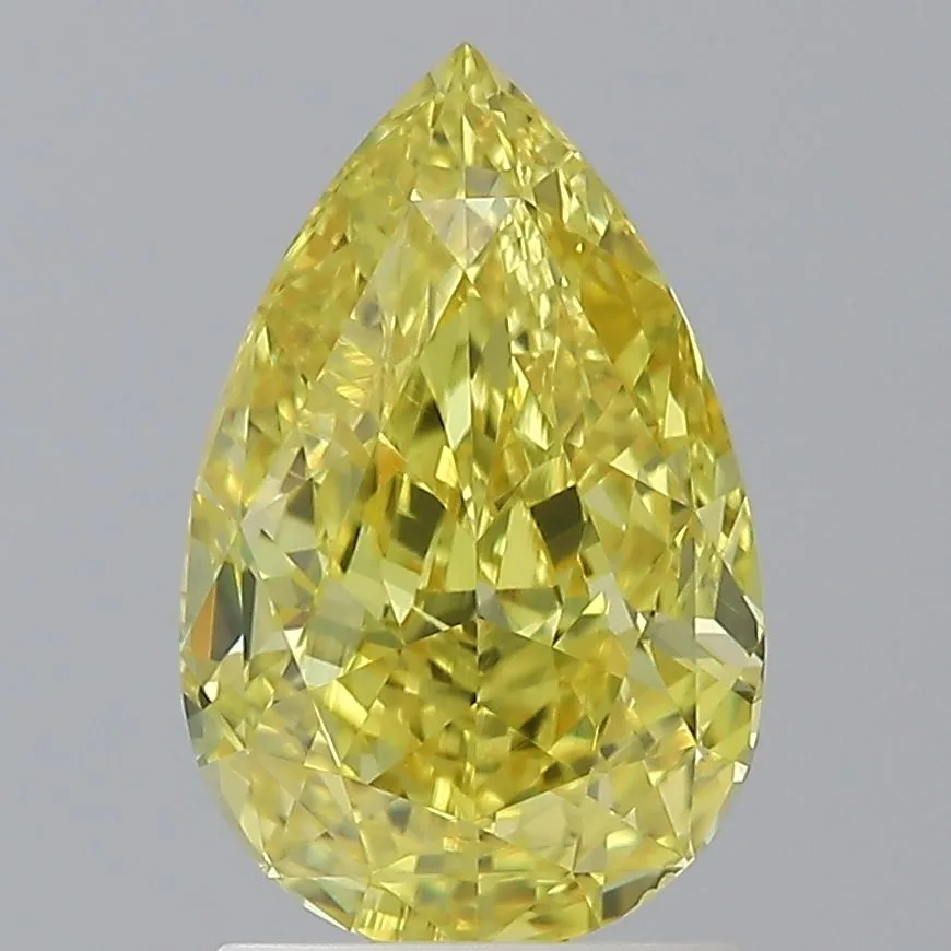 2.02 Carat Pear Fancy Vivid Yellow VS2 Natural Diamond