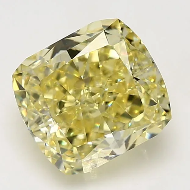 4.02 Carat Cushion Brilliant Fancy Intense Yellow VS1 Natural Diamond