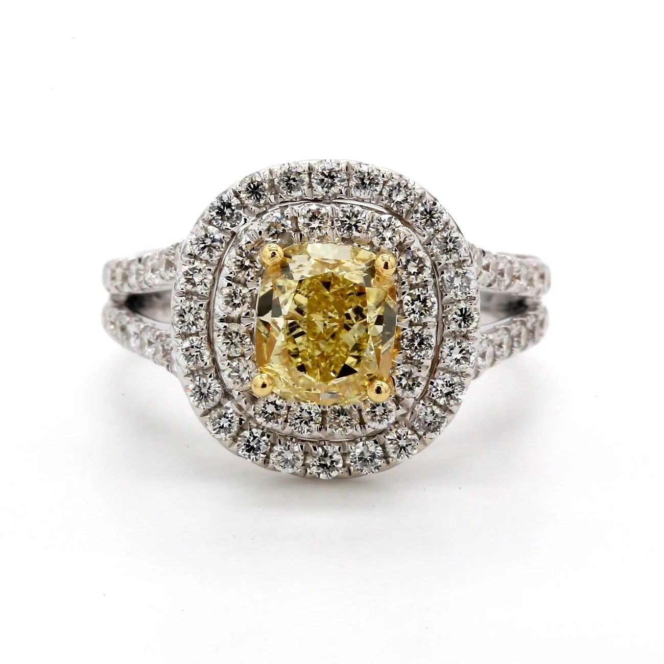1.56 Carat Cushion Brilliant Fancy Yellow VS2 Natural Diamond