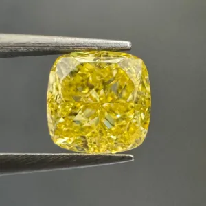 0.71 Carat Cushion Modified Fancy Intense Yellow SI1 Natural Diamond