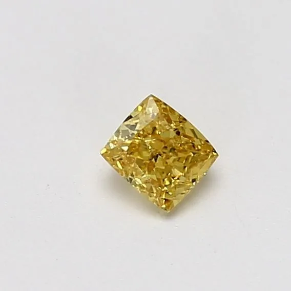 0.26 Carat Cushion Brilliant Fancy Vivid Yellow SI2 Natural Diamond