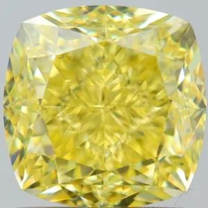 2.02 Carat Cushion Brilliant Fancy Intense Yellow VS2 Natural Diamond