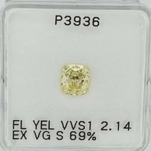 2.14 Carat Cushion Brilliant Fancy Light Yellow VVS1 Natural Diamond