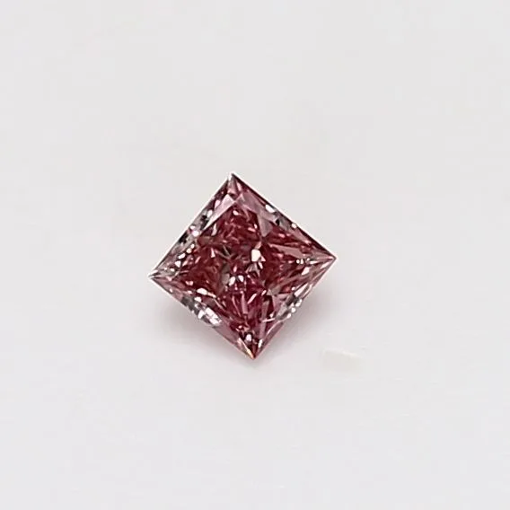 0.13 Carat Princess Fancy Intense Pink Natural Diamond