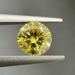 0.37 Carat Round Fancy Vivid Yellow Natural Diamond