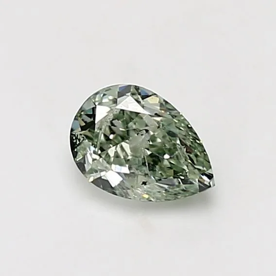 0.61 Carat Pear Fancy Green I2 Natural Diamond