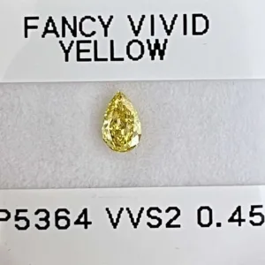 0.45 Carat Pear Fancy Vivid Yellow VVS2 Natural Diamond