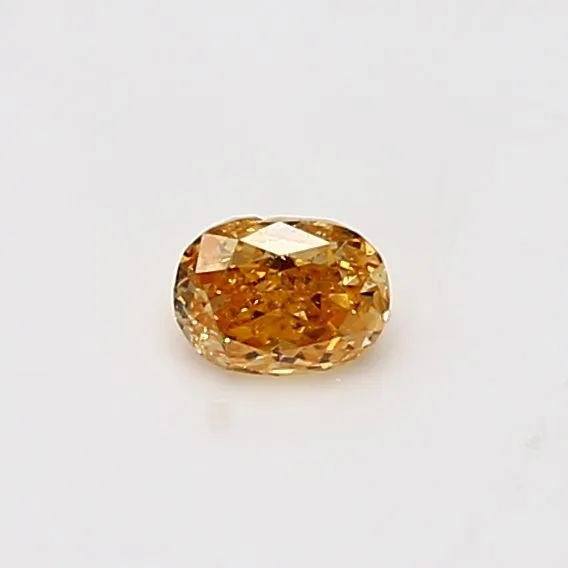 0.24 Carat Cushion Brilliant Fancy Intense Yellow Orange I1 Natural Diamond