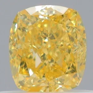 0.67 Carat Cushion Brilliant Fancy Intense Yellow VVS1 Natural Diamond