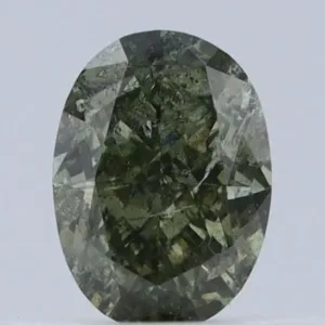 0.52 Carat Oval Fancy Dark Green I2 Natural Diamond