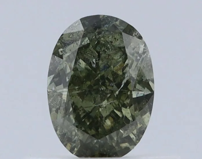 0.52 Carat Oval Fancy Dark Green I2 Natural Diamond 1 0.52 Carat Oval Fancy Dark Green I2 Natural Diamond