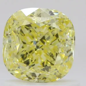 1.02 Carat Cushion Brilliant Fancy Intense Yellow VS2 Natural Diamond
