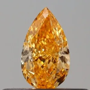 0.26 Carat Pear Fancy Intense Yellow Orange SI1 Natural Diamond