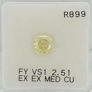 2.51 Carat Cushion Brilliant Fancy Yellow VS1 Natural Diamond