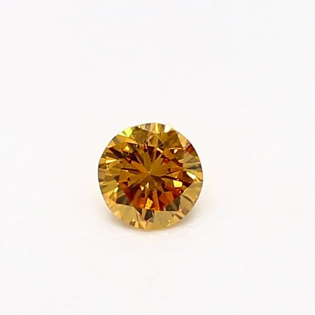 0.18 Carat Round Fancy Vivid Orange Yellow SI2 Natural Diamond