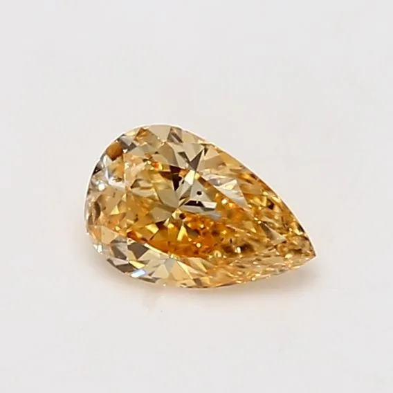 0.51 Carat Pear Fancy Intense Orange Yellow I1 Natural Diamond