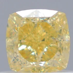 0.71 Carat Cushion Brilliant Fancy Yellow VVS2 Natural Diamond