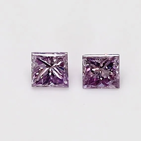 0.17 Carat Princess Fancy Intense Pink Purple I1 Natural Diamond