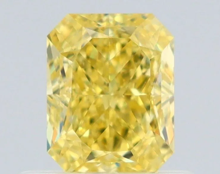0.61 Carat Radiant Fancy Intense Yellow VVS1 Natural Diamond 1 0.61 Carat Radiant Fancy Intense Yellow VVS1 Natural Diamond