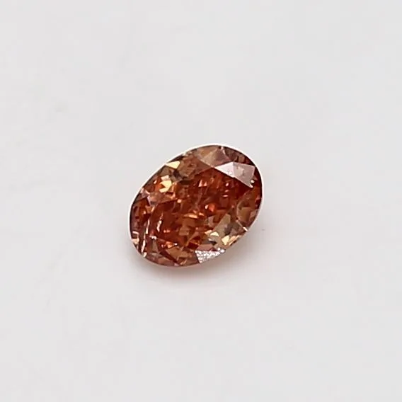 0.19 Carat Oval Fancy Deep Orange I2 Natural Diamond