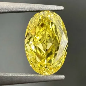 0.47 Carat Oval Fancy Vivid Yellow VS2 Natural Diamond