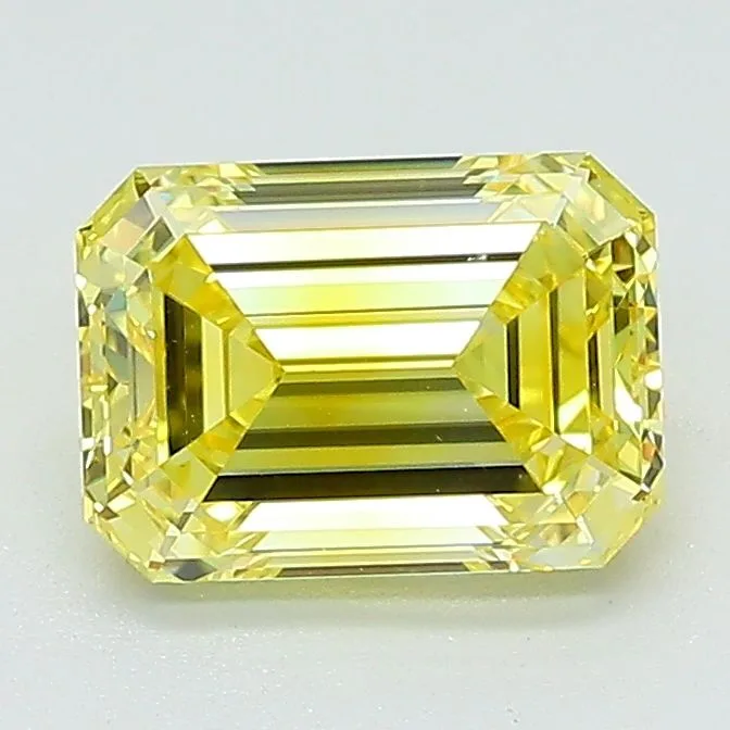 1.46 Carat Fancy Vivid Yellow VS1 EMERALD Lab Diamond