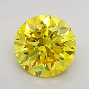 1.53 Carat Round Fancy Vivid Yellow VVS2 Lab Diamond