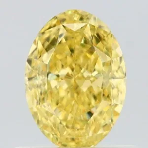 0.66 Carat Oval Fancy Intense Yellow VVS1 Natural Diamond