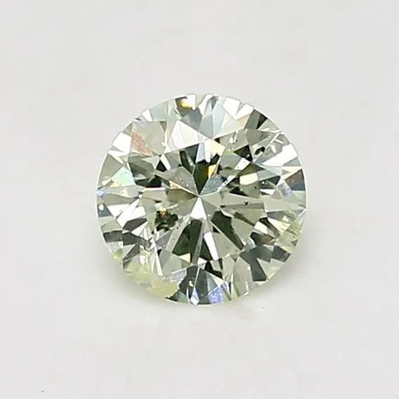 0.68 Carat Round Fancy Light Yellow Green I1 Natural Diamond