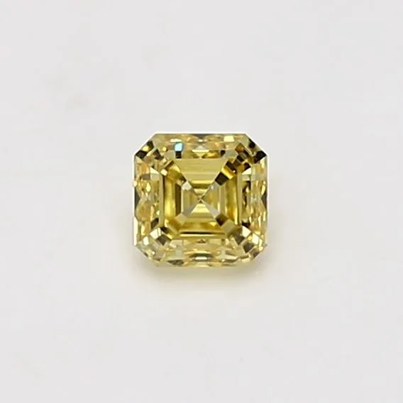 0.34 Carat Asscher Fancy Vivid Yellow VS2 Natural Diamond