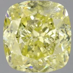 1.01 Carat Cushion Modified Fancy Yellow I2 Natural Diamond
