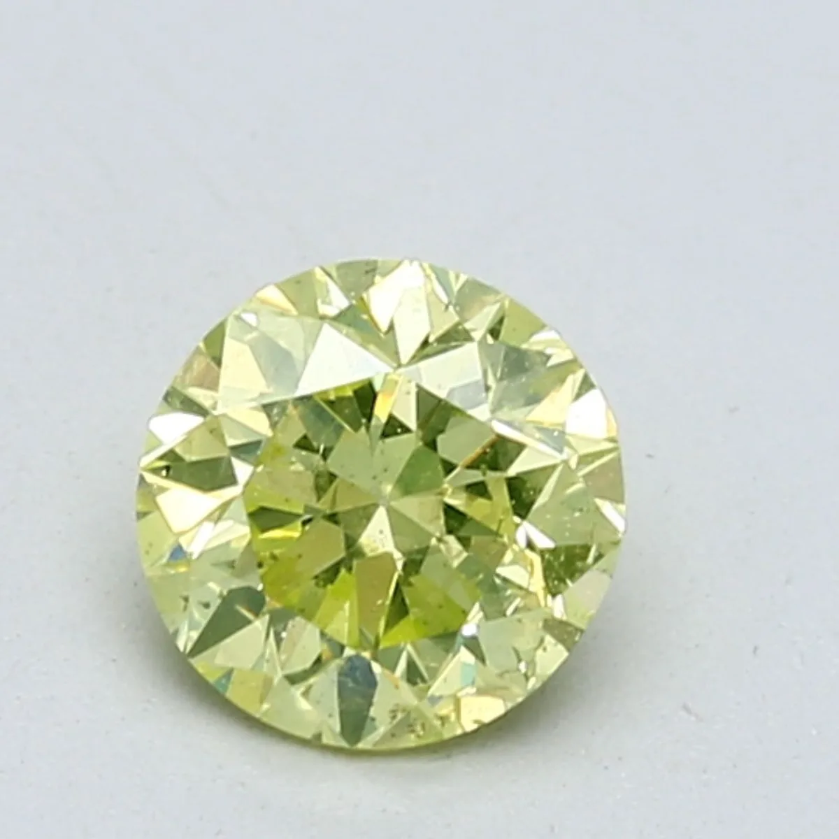1.02 Carat Round Fancy Intense Yellow Green Natural Diamond
