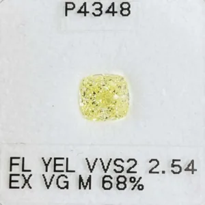 2.54 Carat Cushion Brilliant Fancy Light Yellow VVS2 Natural Diamond