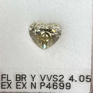 4.05 Carat Heart Fancy Light Yellow VVS2 Natural Diamond