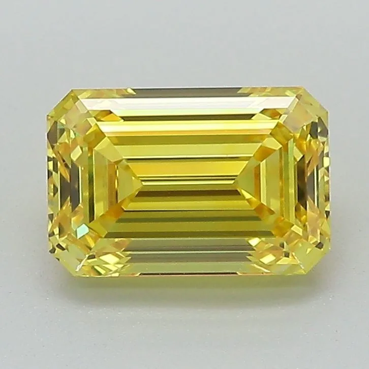 1.58 Carat Fancy Vivid Yellow VVS1 EMERALD Lab Diamond
